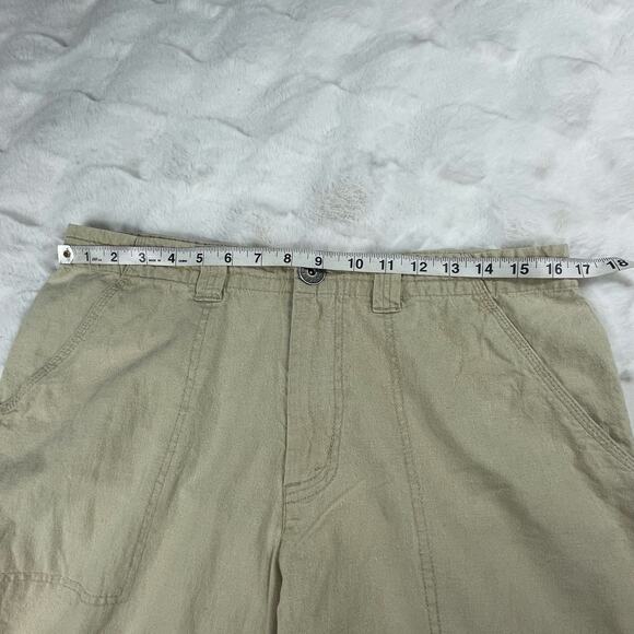 š5/$25 GUESS Linen Cotton Blend Wide Leg Relaxed Fit Mid Rise Khaki Pants 32 - Picture 10 of 16